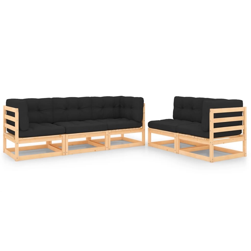 vidaXL 5 Piece Wood Garden Lounge Set in Anthracite