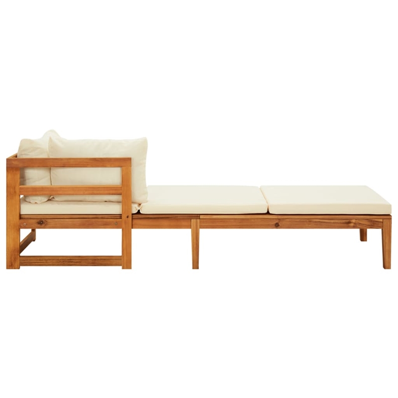 vidaXL Solid Acacia Wood Furniture Set in White/Cream