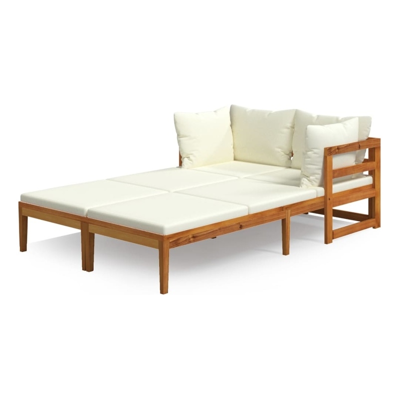 vidaXL Solid Acacia Wood Furniture Set in White/Cream