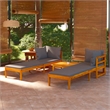 vidaXL 3 Piece Solid Acacia Wood Garden Lounge Set in Gray