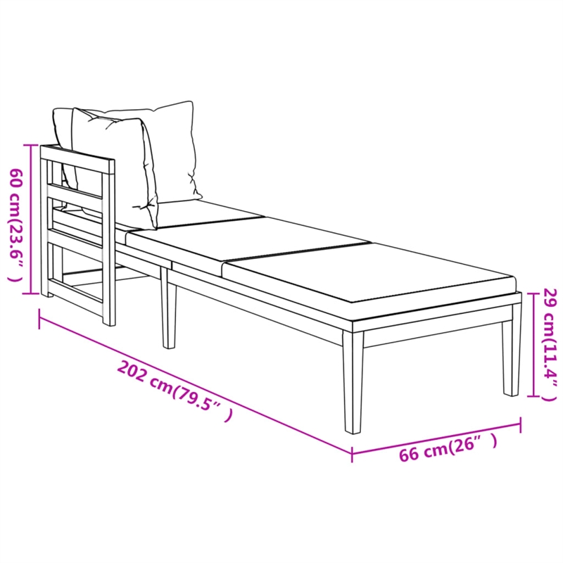 vidaXL 3 Piece Solid Acacia Wood Garden Lounge Set in Gray