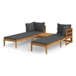 vidaXL 3 Piece Solid Acacia Wood Garden Lounge Set in Gray