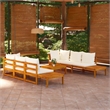 vidaXL 5 Piece Solid Acacia Wood Large Garden Lounge Set in White/Brown/Cream