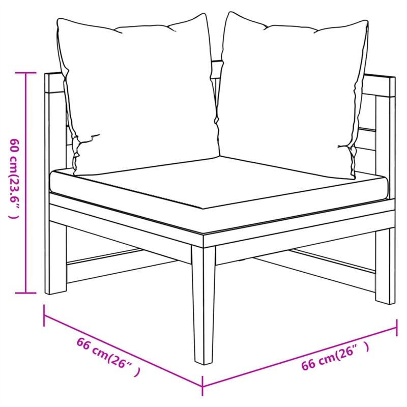 vidaXL 5 Piece Solid Acacia Wood Large Garden Lounge Set in White/Brown/Cream