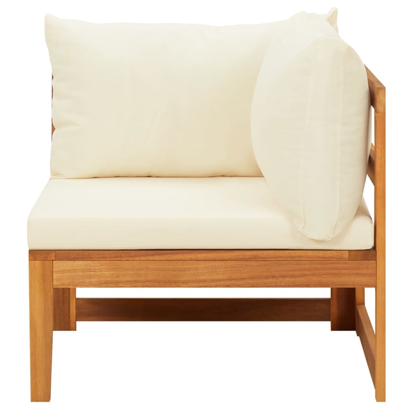 vidaXL 5 Piece Solid Acacia Wood Large Garden Lounge Set in White/Brown/Cream
