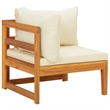 vidaXL 5 Piece Solid Acacia Wood Large Garden Lounge Set in White/Brown/Cream