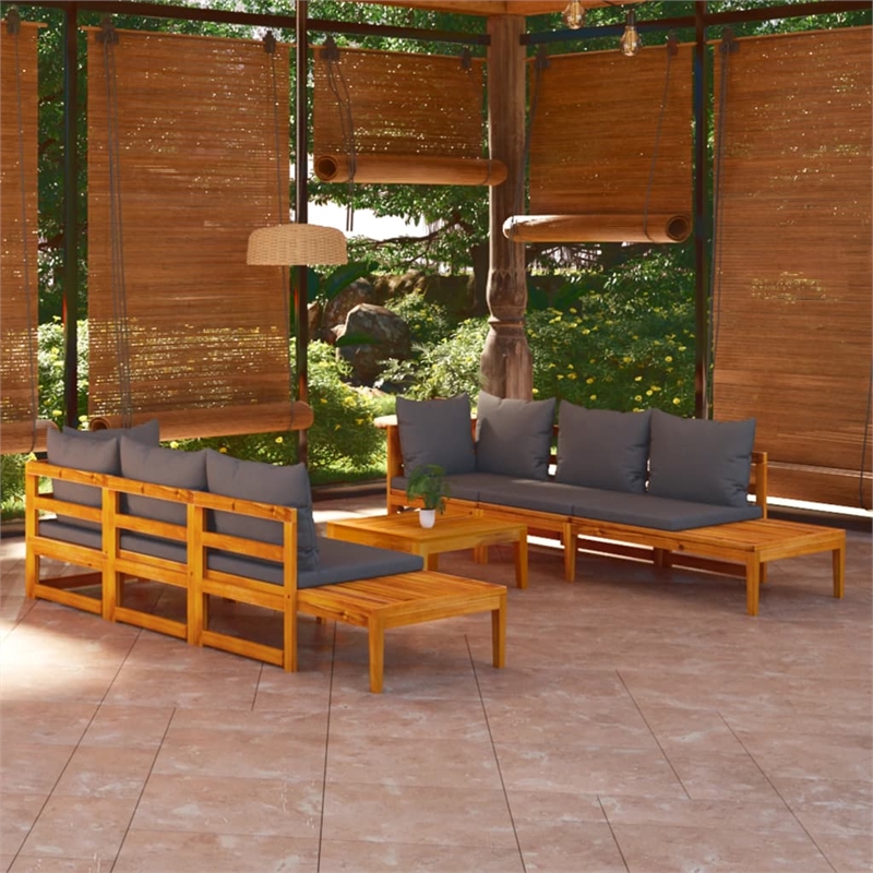 vidaXL 5 Piece Solid Acacia Wood Garden Lounge Set in Gray
