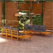 vidaXL 5 Piece Solid Acacia Wood Garden Lounge Set in Gray
