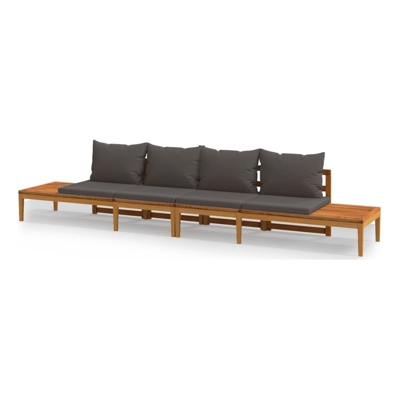 vidaXL Solid Acacia Wood Small Bench in Gray