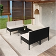 vidaXL 5 Piece Steel Garden Lounge Set in Black/White/Cream