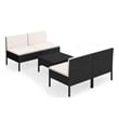 vidaXL 5 Piece Steel Garden Lounge Set in Black/White/Cream