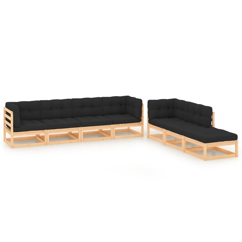 vidaXL 7 Piece Wood Large Garden Lounge Set in Anthracite
