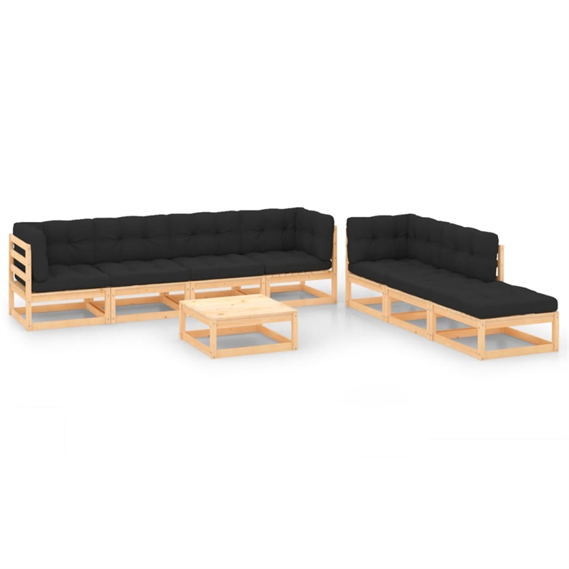 vidaXL 8 Piece Wood Garden Lounge Set in Anthracite/Natural