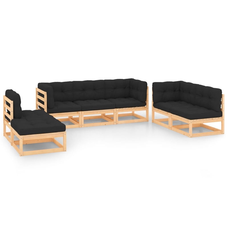 vidaXL 7 Piece Wood Garden Lounge Set in Anthracite/Natural