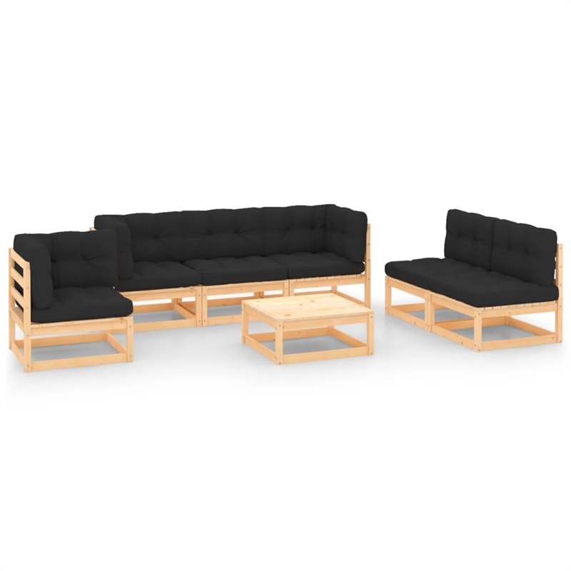 vidaXL 7 Piece Wood Small Garden Lounge Set in Anthracite/Natural