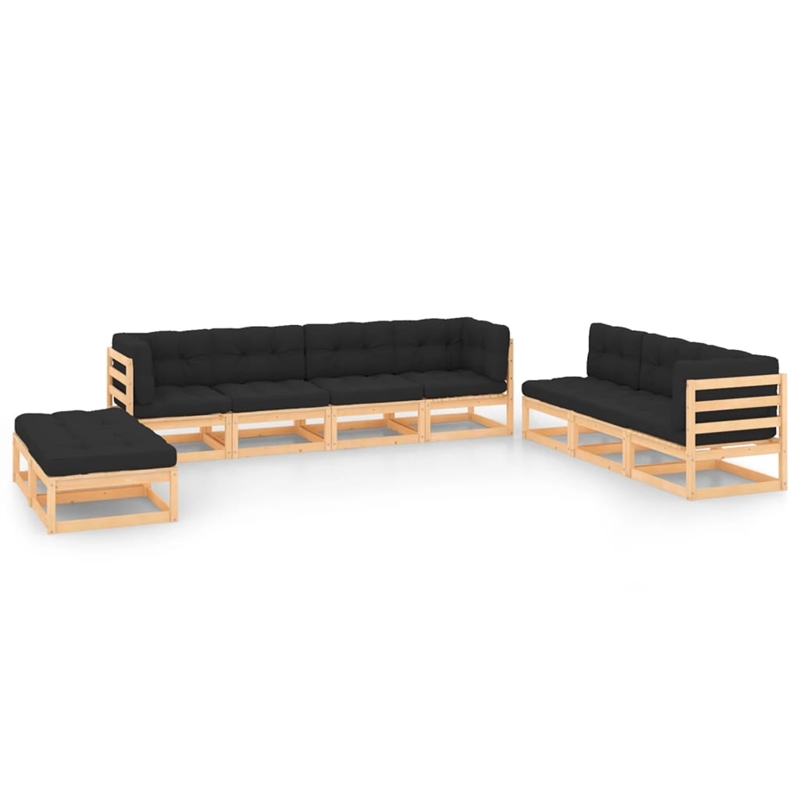 vidaXL 9 Piece Wood Garden Lounge Set in Anthracite