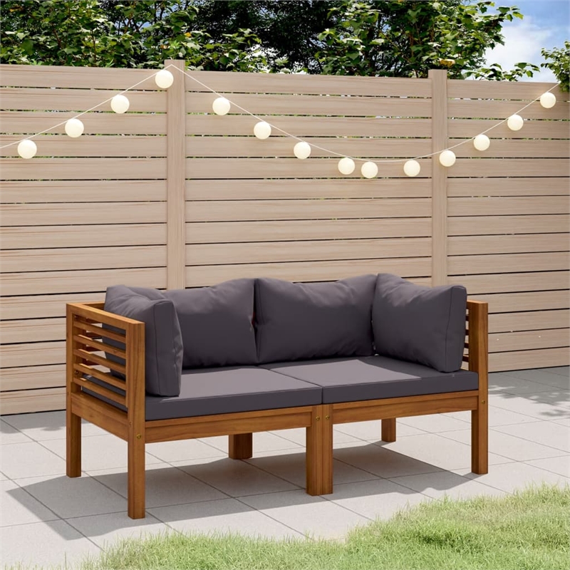 vidaXL Solid Acacia Wood Garden Lounge Set in Gray/Natural