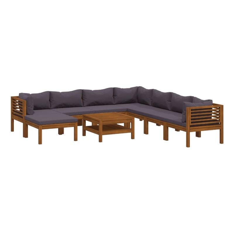 vidaXL 9 Piece Solid Acacia Wood Lounge Set in Gray