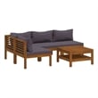 vidaXL 5 Piece Solid Acacia Wood Small Lounge Set in Gray/Natural