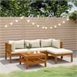 vidaXL 5 Piece Solid Acacia Wood Medium Garden Lounge Set in Cream