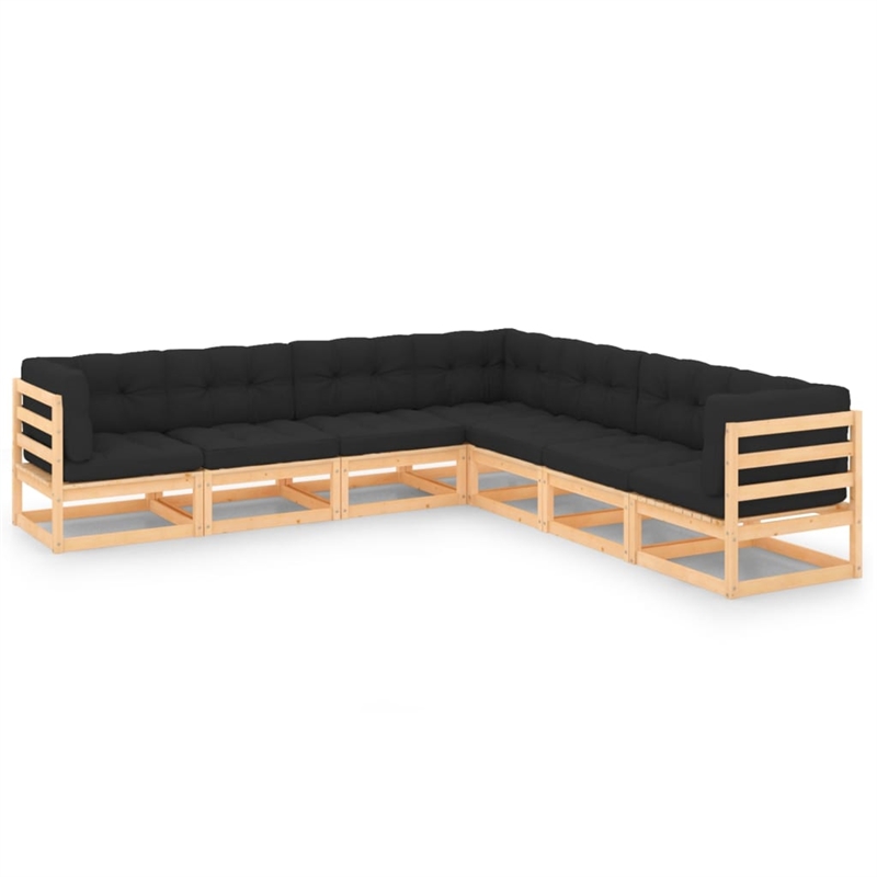 vidaXL 7 Piece Wood Garden Lounge Set in Natural