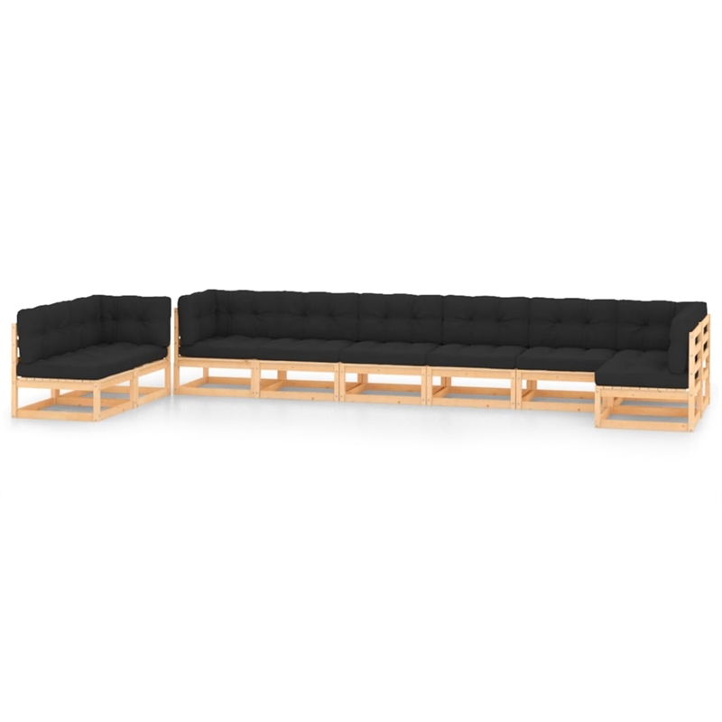 vidaXL 9 Piece Wood Garden Lounge Set in Anthracite/Natural