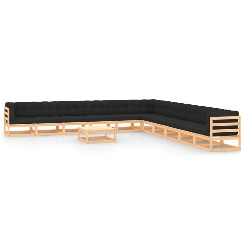vidaXL 12 Piece Wood Garden Lounge Set in Anthracite/Natural