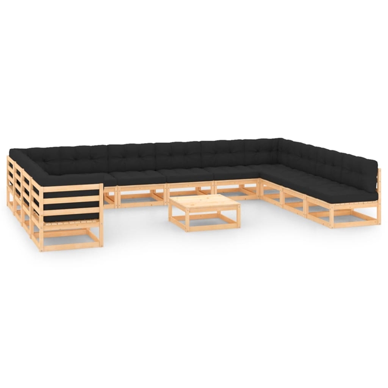 vidaXL 13 Piece Wood Garden Lounge Set in Anthracite