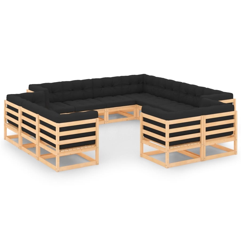 vidaXL 12 Piece Wood Garden Lounge Set in Anthracite