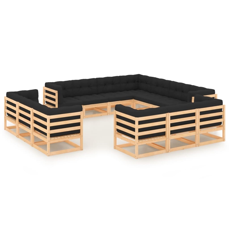 vidaXL 13 Piece Wood Garden Lounge Set in Anthracite/Natural