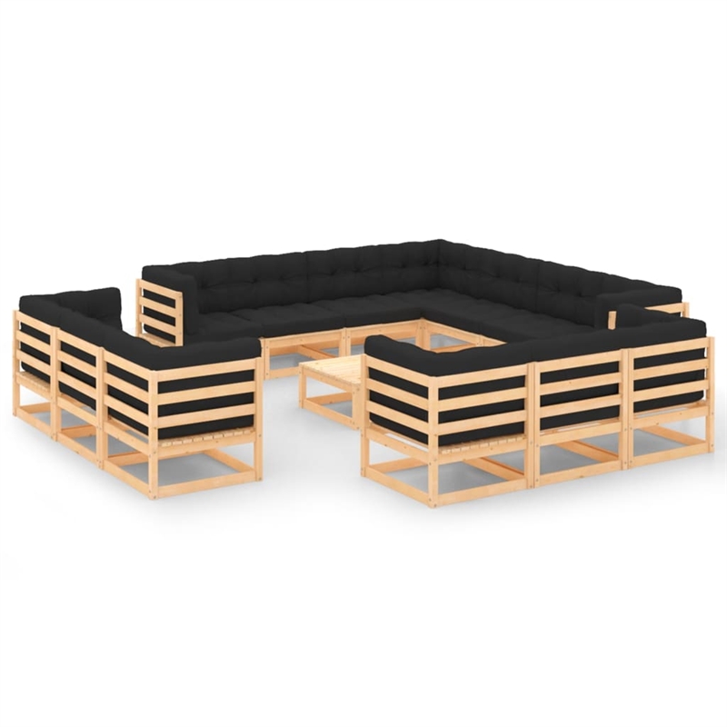 vidaXL 14 Piece Wood Garden Lounge Set in Natural
