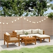 vidaXL 6 Piece Solid Acacia Wood Garden Lounge Set in Cream
