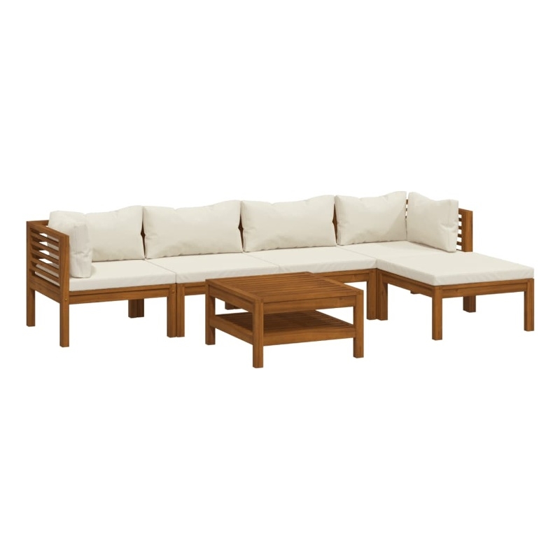 vidaXL 6 Piece Solid Acacia Wood Garden Lounge Set in Cream