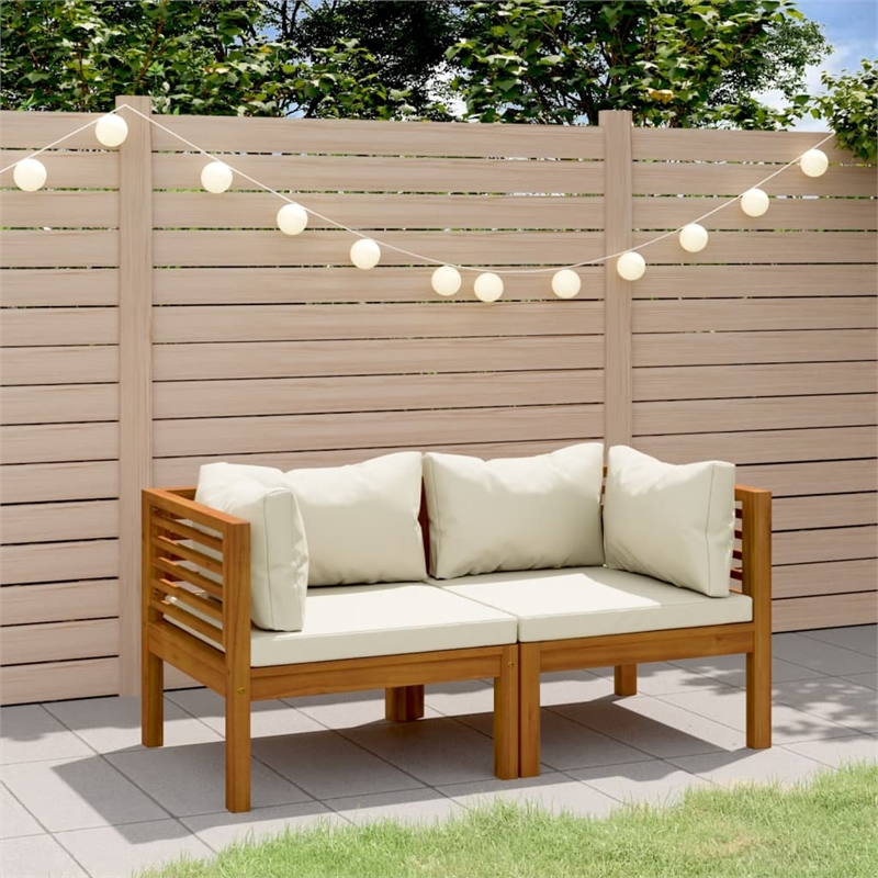 vidaXL Solid Acacia Wood Garden Lounge Set in Brown/Cream