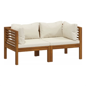 vidaXL Solid Acacia Wood Garden Lounge Set in Brown/Cream