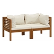 vidaXL Solid Acacia Wood Garden Lounge Set in Brown/Cream