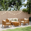 vidaXL 5 Piece Solid Acacia Wood Garden Lounge Set in Cream