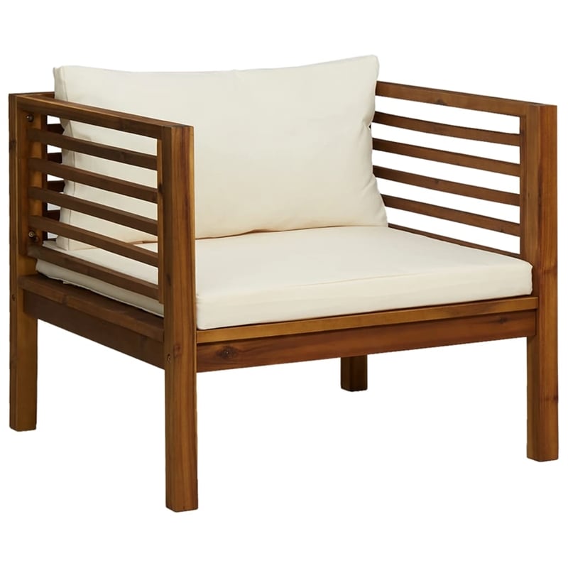 vidaXL 5 Piece Solid Acacia Wood Garden Lounge Set in Cream