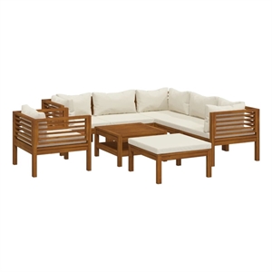 vidaXL Solid Acacia Wood Large Garden Lounge Set in Cream