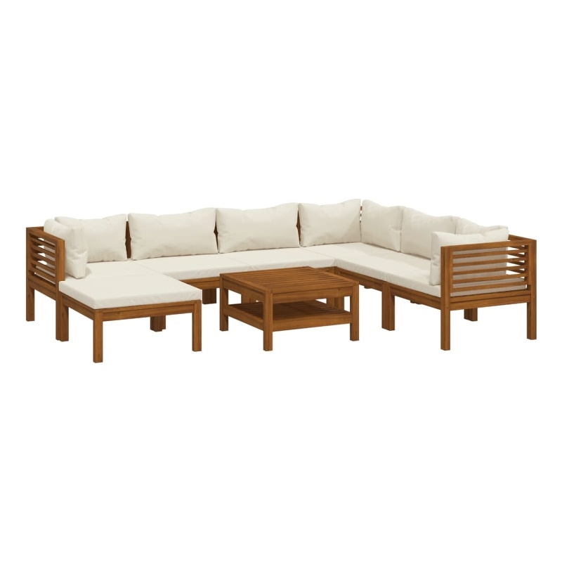 vidaXL 8 Piece Solid Acacia Wood Garden Lounge Set in Cream/Natural