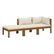 vidaXL 3 Piece Solid Acacia Wood Garden Lounge Set in Cream
