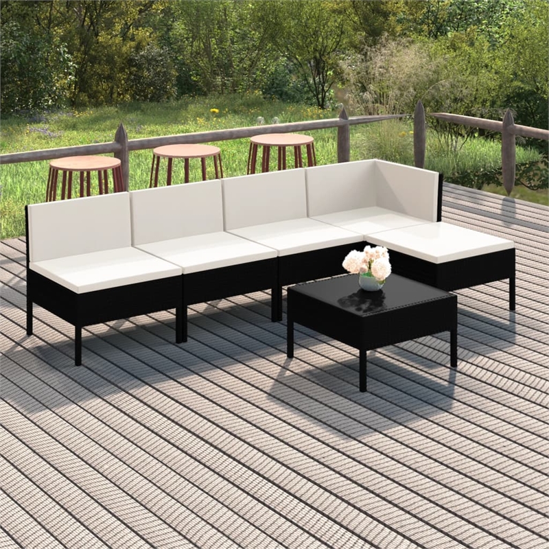 vidaXL 6 Piece Garden Lounge Set in Black/White/Cream