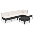 vidaXL 6 Piece Garden Lounge Set in Black/White/Cream