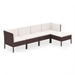 vidaXL 5 Piece Garden Lounge Set in White/Brown/Cream