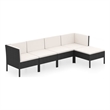 vidaXL 5 Piece Steel Garden Lounge Set in Black/White/Cream