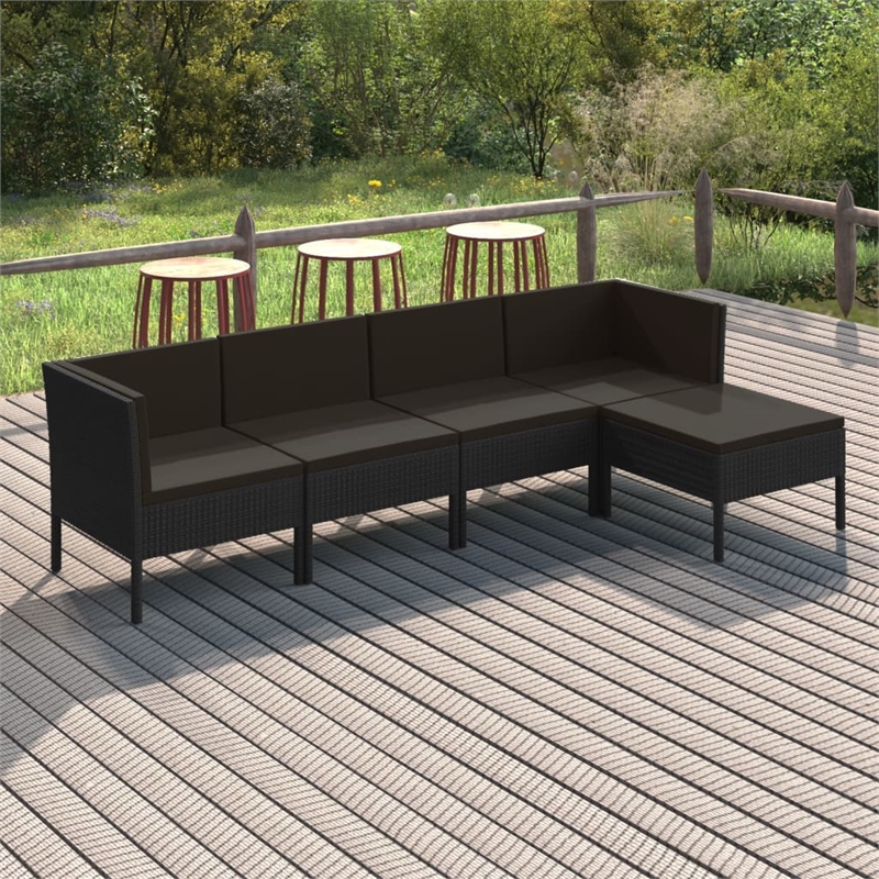 vidaXL 5 Piece Steel Garden Lounge Set in Black