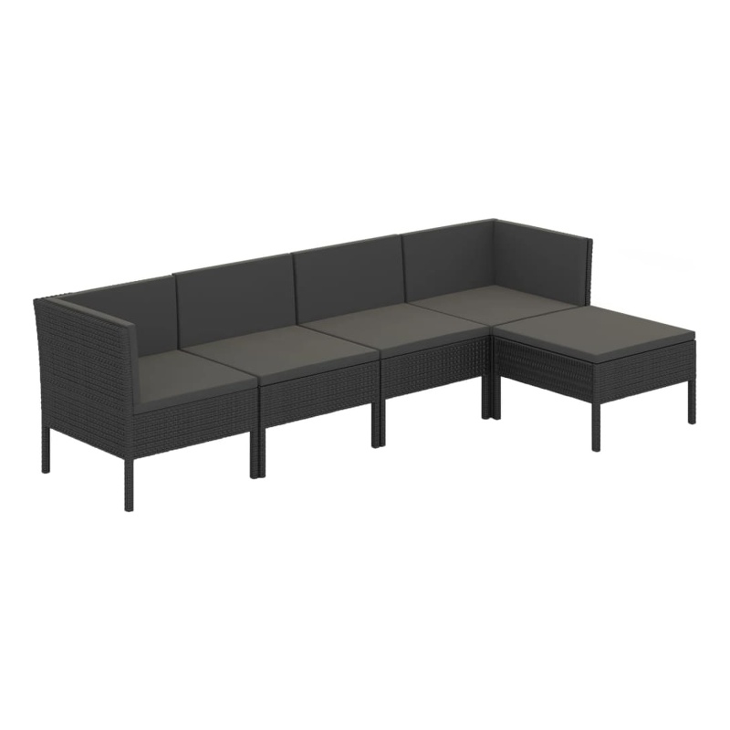 vidaXL 5 Piece Steel Garden Lounge Set in Black