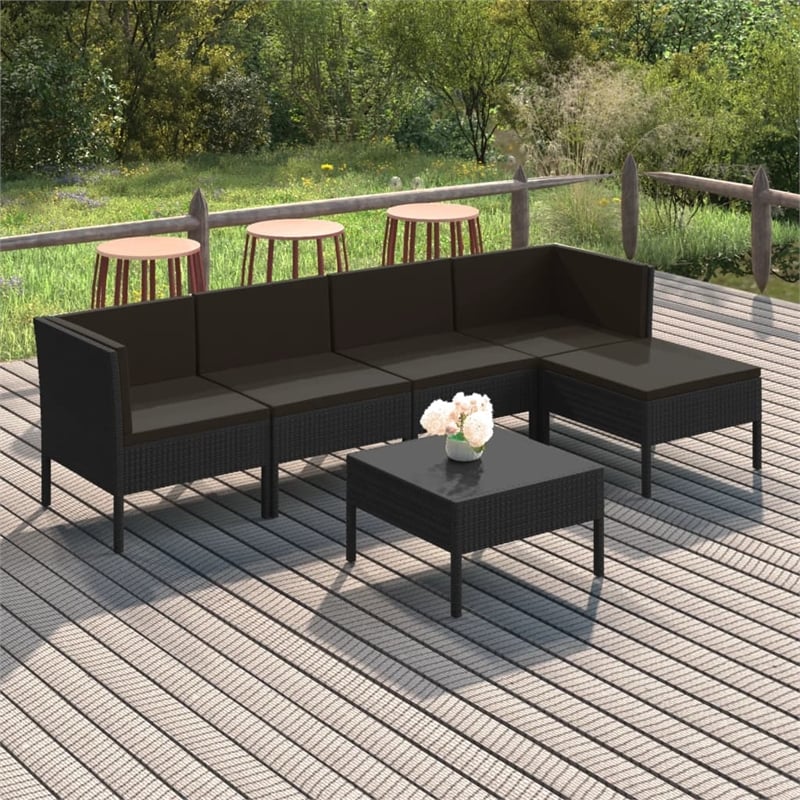 vidaXL 6 Piece Steel Garden Lounge Set in Black