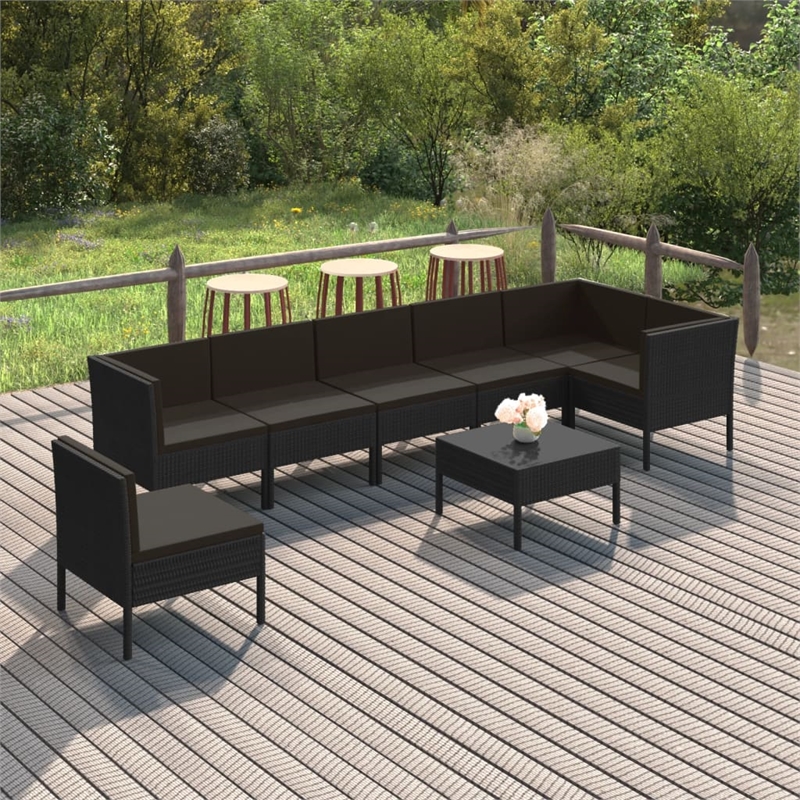 vidaXL 8 Piece Steel Garden Lounge Set in Black