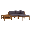 vidaXL 4 Piece Solid Acacia Wood Lounge Set in Gray/Natural